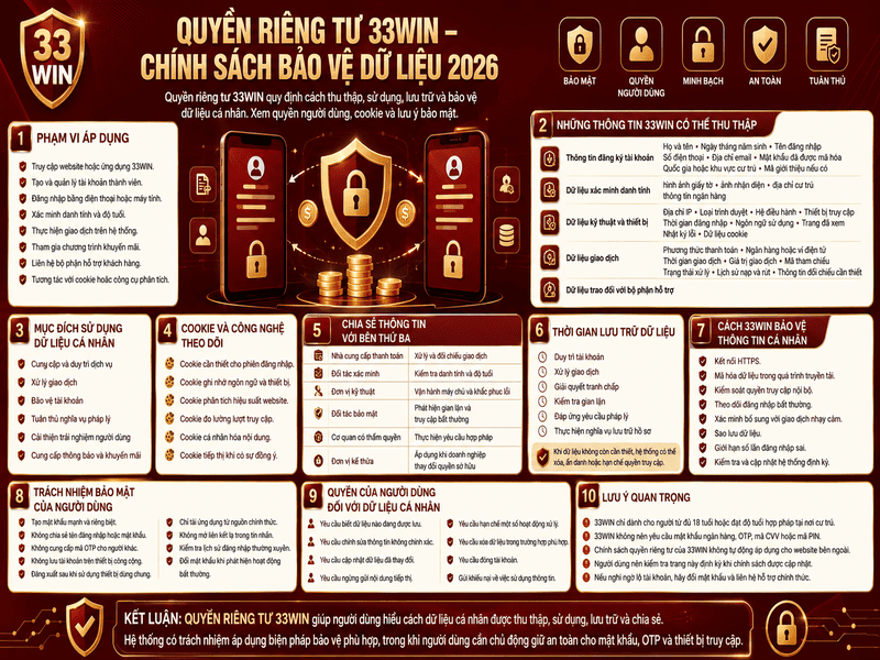 Quyền Riêng Tư 33WIN – Chính Sách Bảo Vệ Dữ Liệu Người Dùng